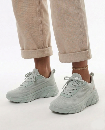 Skechers BOBS Sport Squad Chaos Lightweight Memory Foam Trainers Sage Green 117385-SAGE