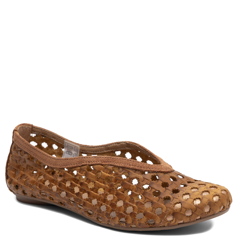 Maciejka Women’s Leather Perforated Flats Breathable Loafers Almond Toe Brown 07307-29/00-0