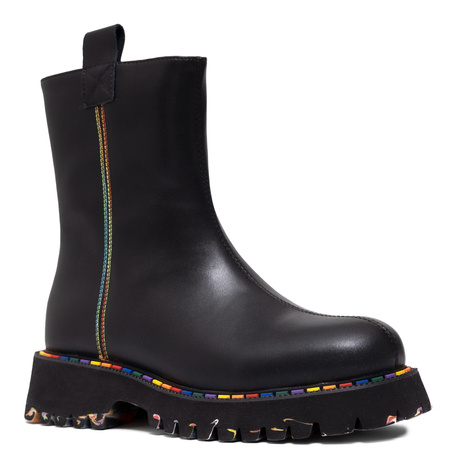 T. Sokolski Botki Na Platformie Damskie Z Tęczową Podeszwą Czarny CH-Z25-84-BLK