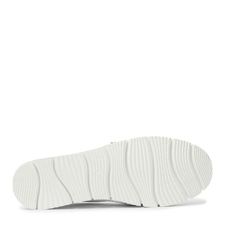 Maciejka Leather Slip-On Loafers Textured Toe White Silver 03512-70/00-0