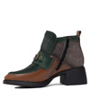 Maciejka Leather Two-Tone Ankle Boots Block-Heel Boots With Side Zip Brown-Green A6747-29/00-8
