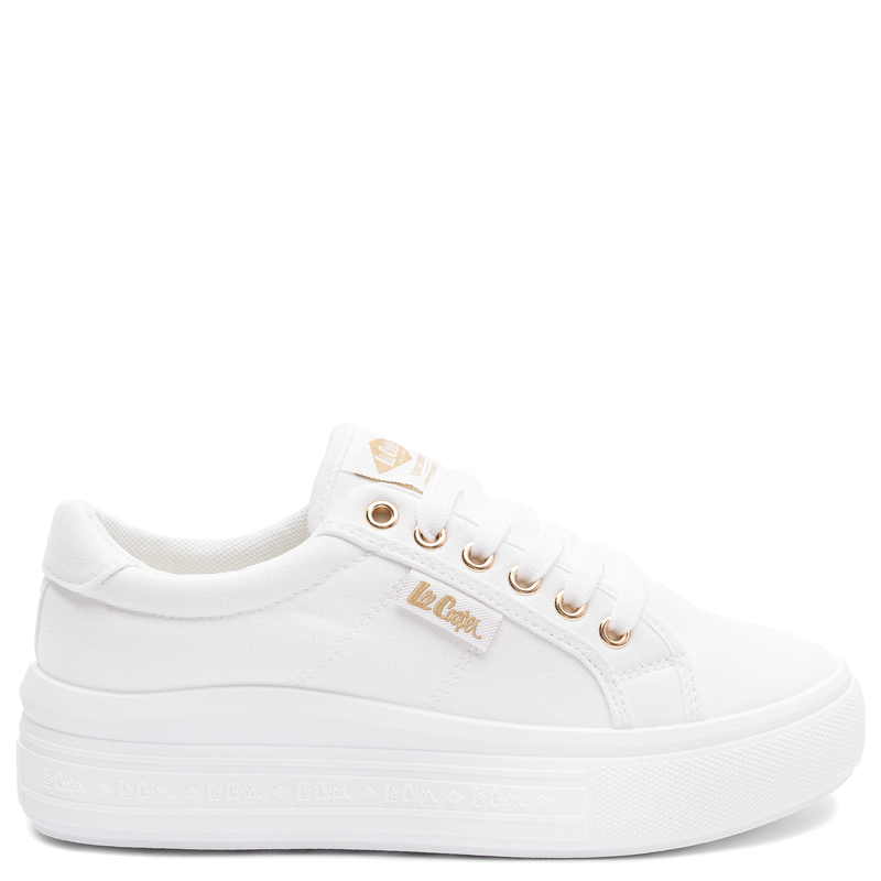 Lee Cooper Women's Platform Canvas Sneakers White LCW-26-44-4474L