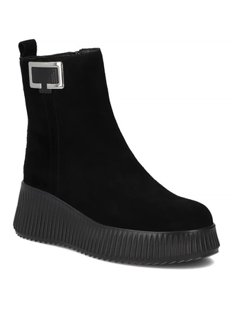 Filippo Suede Leather Women’s Platform Ankle Boots Black DBT6392-25-BK