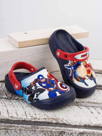 Crocs Children Slides Navy Avengers Patch