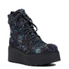 Maciejka Women's Platform Boots, Black with Floral Pattern - Stylish Patterned Shoes