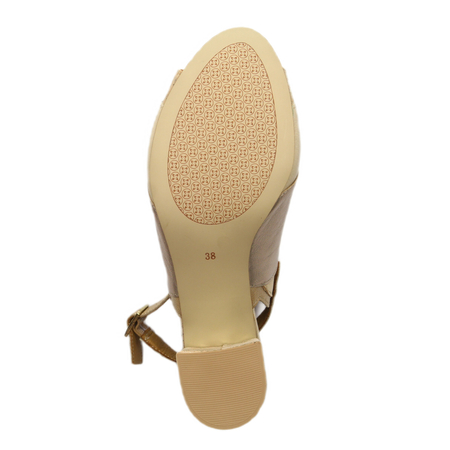 Maciejka Women's Leather Heeled Gold Sandals
