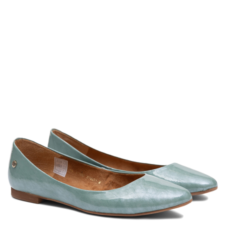 Maciejka Leather Ballerinas Almond Toe Flat Green 4100W-16/00-8