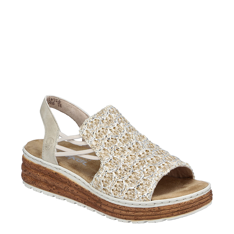 Rieker Women's Wedge Sandals Openwork Beige 62741-60