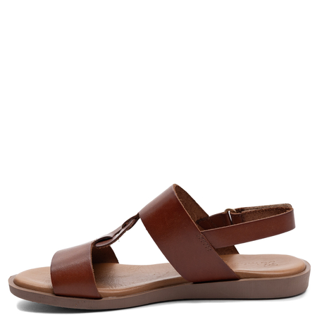 Maciejka Leather Flat Sandals With Decorative Chain Detail Brown E7403-29/00-0