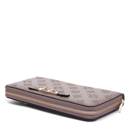 Guess Elegancki Zapinany Na Zamek Portfel Damski Z Paskiem Brązowy SWPD2225146-TAUPE