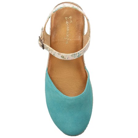 Maciejka Suede Leather Sandals Closed-Toe Platform Turquoise 03065-06/00-5