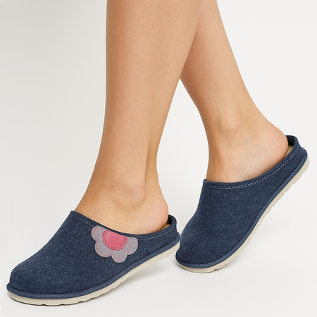 Inblu Felt Women's Slippers With Leather Insole Blue-Grey CS000043-AVIO
