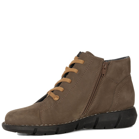 Maciejka Boots Elastic Laces Ankle Boots Side Zipper Brown P7240-12/00-1