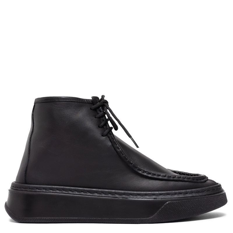 T. Sokolski Leather Platform Ankle Boots Side Zip Black AMI-Z25-430-BLK