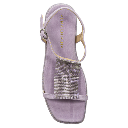 Alma En Pena Sandały damskie skóra zamsz fioletowe Suede Lilac