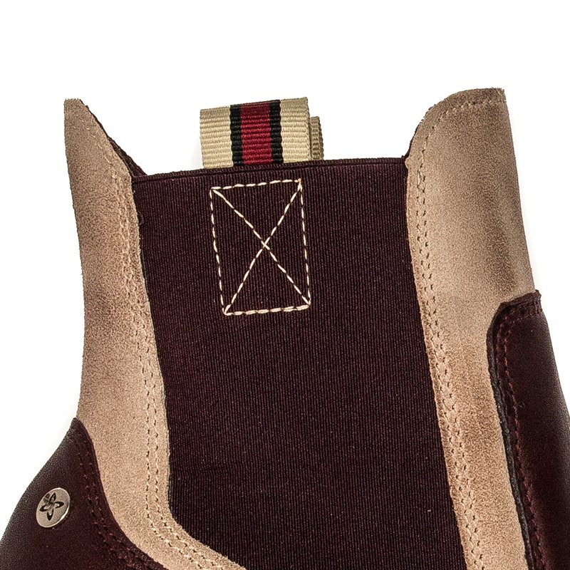 Maciejka Leather Ankle Boots Contrast Trim Burgundy 03759-23/00-3