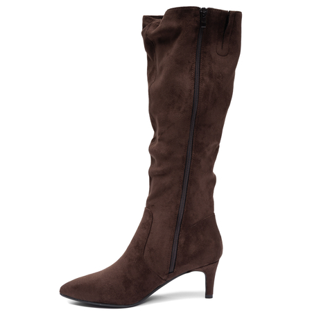 Sergio Leone Elegant Suede Pointed Toe Knee-High Stiletto Boots Brown KZ-28