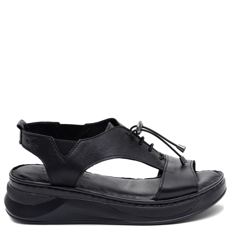 Maciejka Leather Platform Sandals With Elastic Laces Black I7646-01/00-1