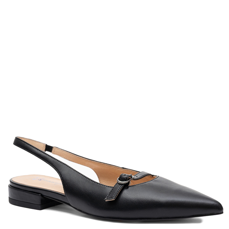 Maciejka Skórzane Slingback Czółenka Płaskie Czarne K7449-01/00-1