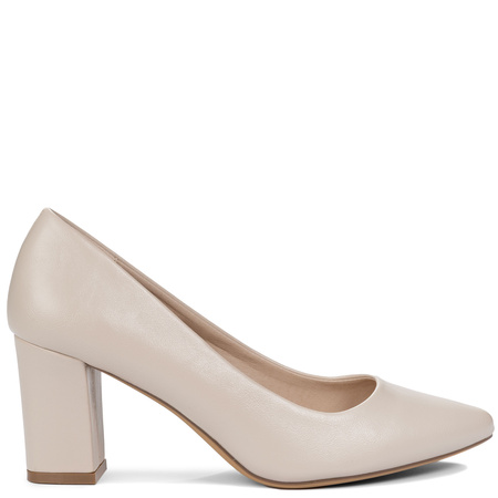 Sergio Leone Pointed-Toe Pumps Block Heel Nude Beige PB414