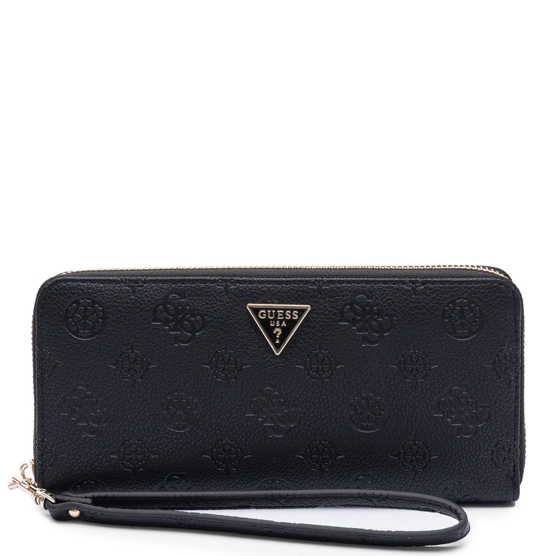 Guess Elegancki Zapinany Na Zamek Portfel Damski Z Paskiem Czarny SWPD2222146-BLACK