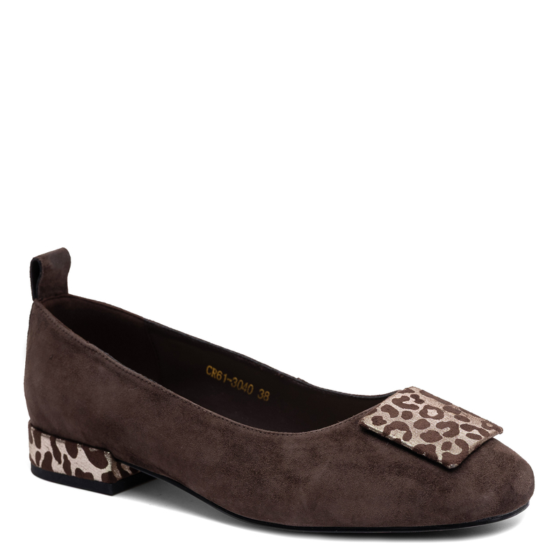 S.Barski Leather Suede Ballerinas With Decoration Brown CR61-3040 38