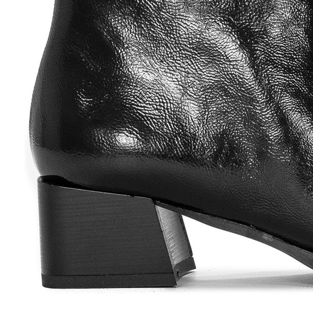 Maciejka Patent Ankle Boots Low Block Heel Black 04777-20/00-3