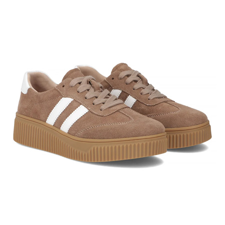 Filippo Beige and White Leather Sneakers