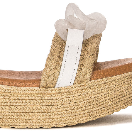 Maciejka White leather women's platform espadrillers sandals