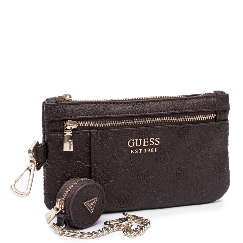 Guess Women Brown Embossed 4G Logo Zip Pouch Wallet With Coin Purse TXDP2222060-BROWN