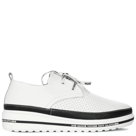 Artiker White Leather Women's Flat Shoes