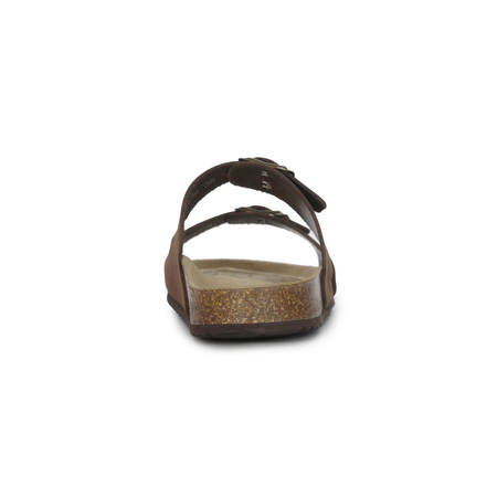 Geox Leather Adjustable Slides with Cork Footbed Brown D35LSL-C6009