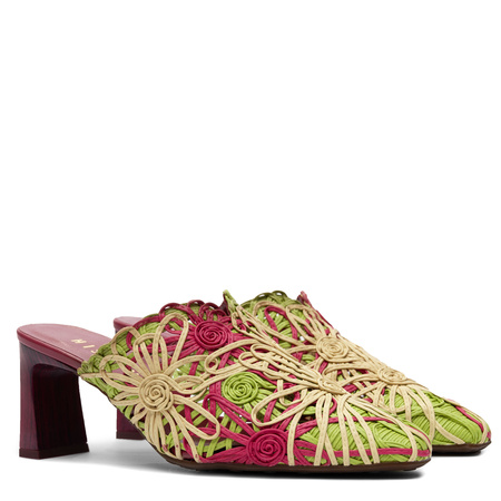 Hispanitas Woven Cutout Heeled Mules Multicolor HV264800-MULTIYEL