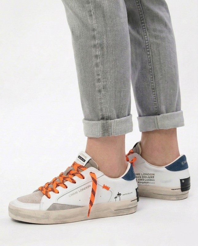 Crime London SK8 Deluxe Skórzane Sneakersy Męskie Białe 19100PP8.10