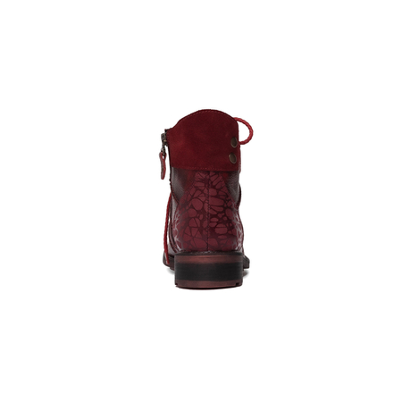 Maciejka Leather Women’s Ankle Boots Zip & Lace-Up Flat Heel Red 07047-08/00-8