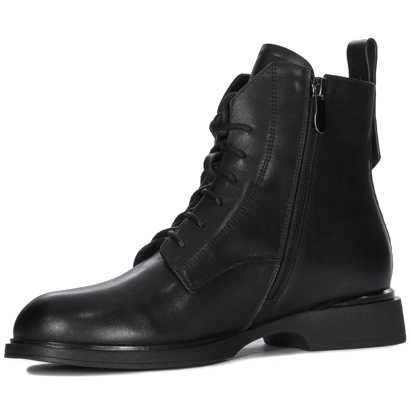 Maciejka Skórzane Sznurowane Botki Czarne N3115-01/00-8