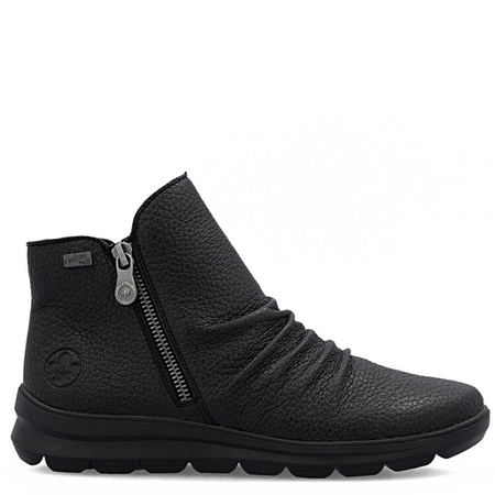 Rieker Ankle Boots Double-Zip Women’s Flat Heel Black Z0056-00-BLACK