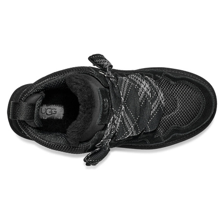 UGG Skórzano-Tekstylne Ocieplane Sneakersy Damskie Na Platformie Czarne W Lowmel Black 1144032 