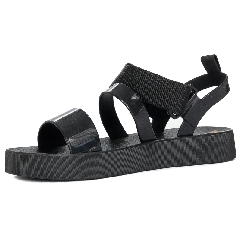 Zaxy Sandały damskie na rzepy Mood Sand Flatform Ad Black Czarne