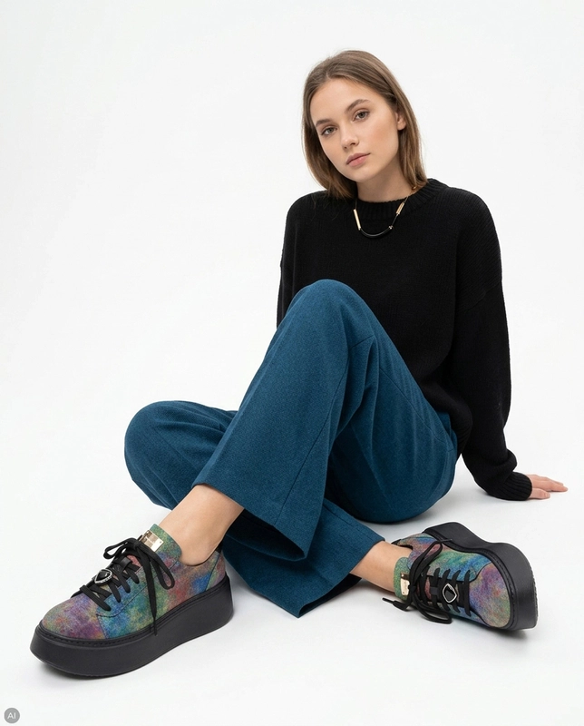 Maciejka Leather Platform Low Top Sneakers Multicolour 6191W-22/00-8