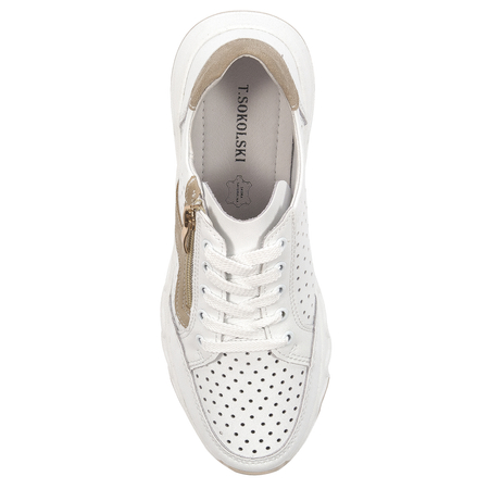 T.Sokolski Women's White Beige Flat Shoes