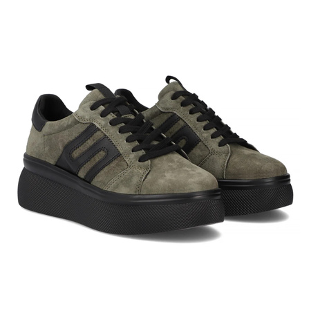 Filippo Khaki Leather Sneakers