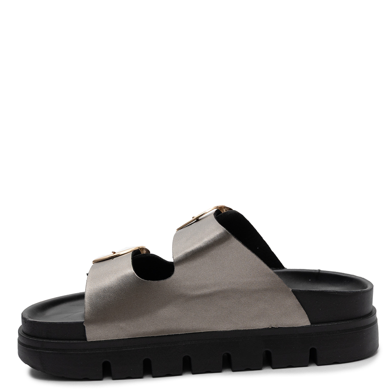 Lee Cooper Women's Gold Metallic Double Buckle Platform Slides LCW-26-35-4461L