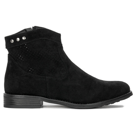 S.Barski Openwork Flat Black Boots