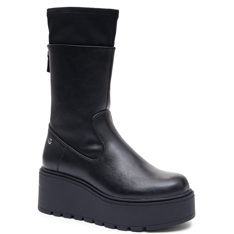 Maciejka Leather Wedge Sock Ankle Boots Black A7166-01/00-7