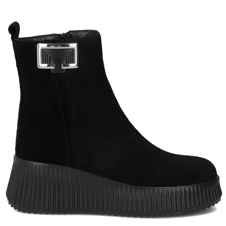 Filippo Suede Leather Women’s Platform Ankle Boots Black DBT6392-25-BK