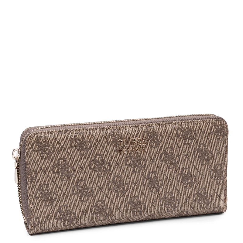 Guess Brenton Portfel Zapinany Na Zamek Wzór Monogram Beżowy SWLG9648146-LATTE