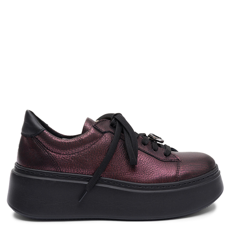 Maciejka Damskie Skórzane Sneakersy Na Platformie Bordowe 6191W-23/00-8