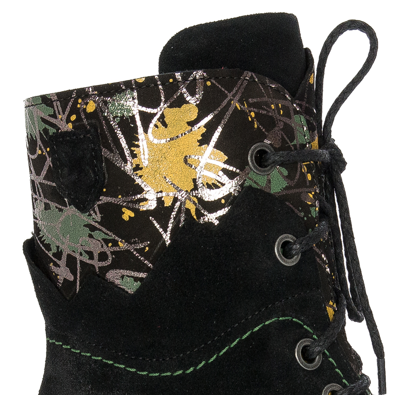 Maciejka Women's High Heel Ankle Boots, Natural Leather, Green - Black 06160-01/00-7