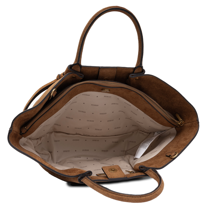 Guess Sestri Classic Women's Tote Bag Large A4 Suede Cognac Brown HWSG2237060-COGNAC   